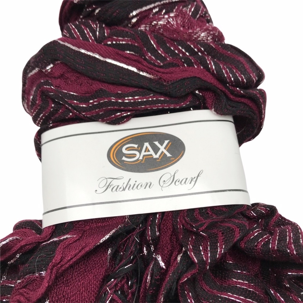SAX Fashion Scarf NWT Red Maroon//Black/Silver